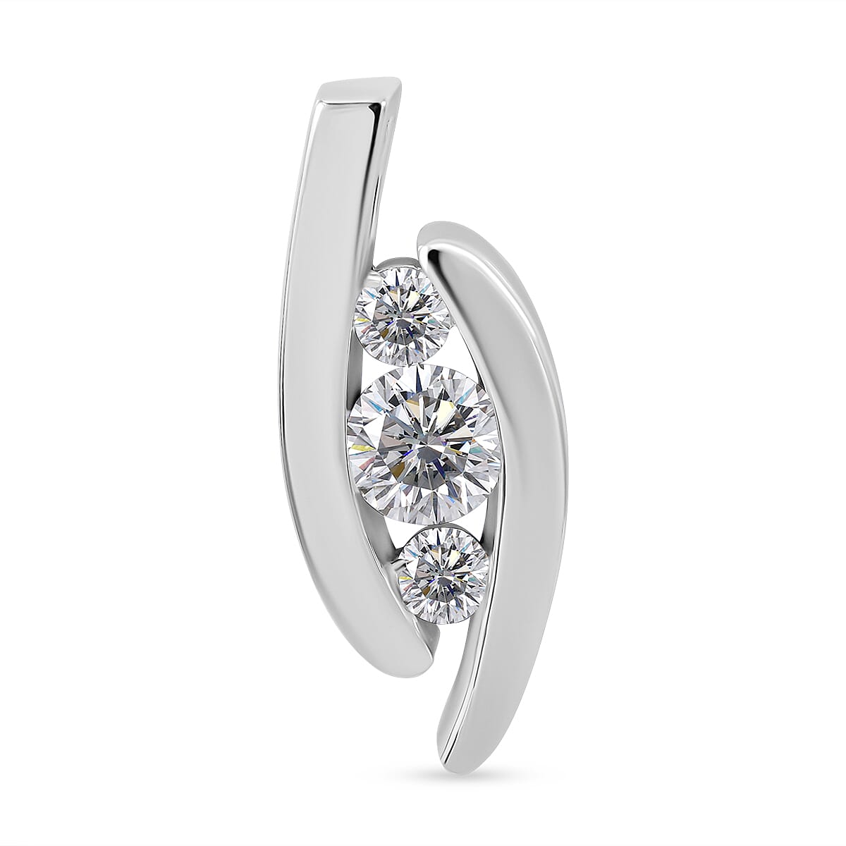 Lustro Stella - White Cubic Zirconia Pendant in Rhodium Overlay Sterling Silver