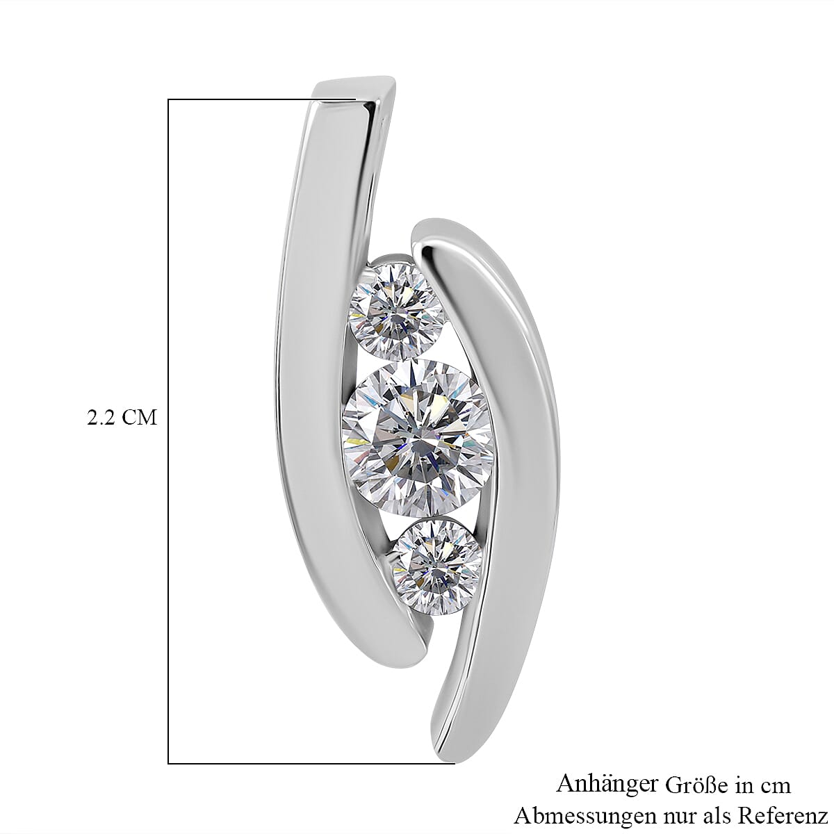 Lustro Stella - White Cubic Zirconia Pendant in Rhodium Overlay Sterling Silver