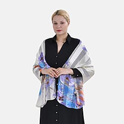 La Marey Mulberry Silk Flower Scarf