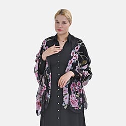 La Marey Mulberry Silk Flower Scarf