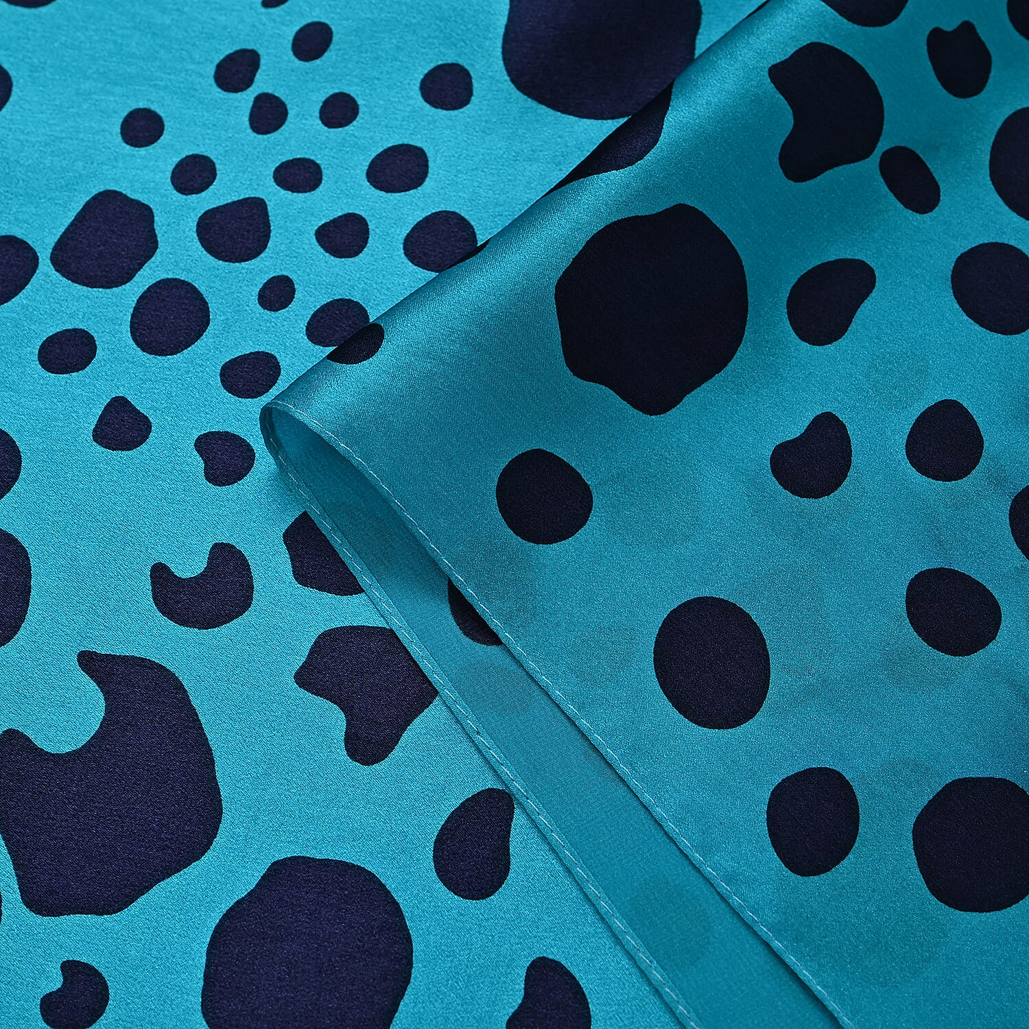 La Marey Mulberry Silk Spotted Scarf (Size 175x1 cm) - Green & Black