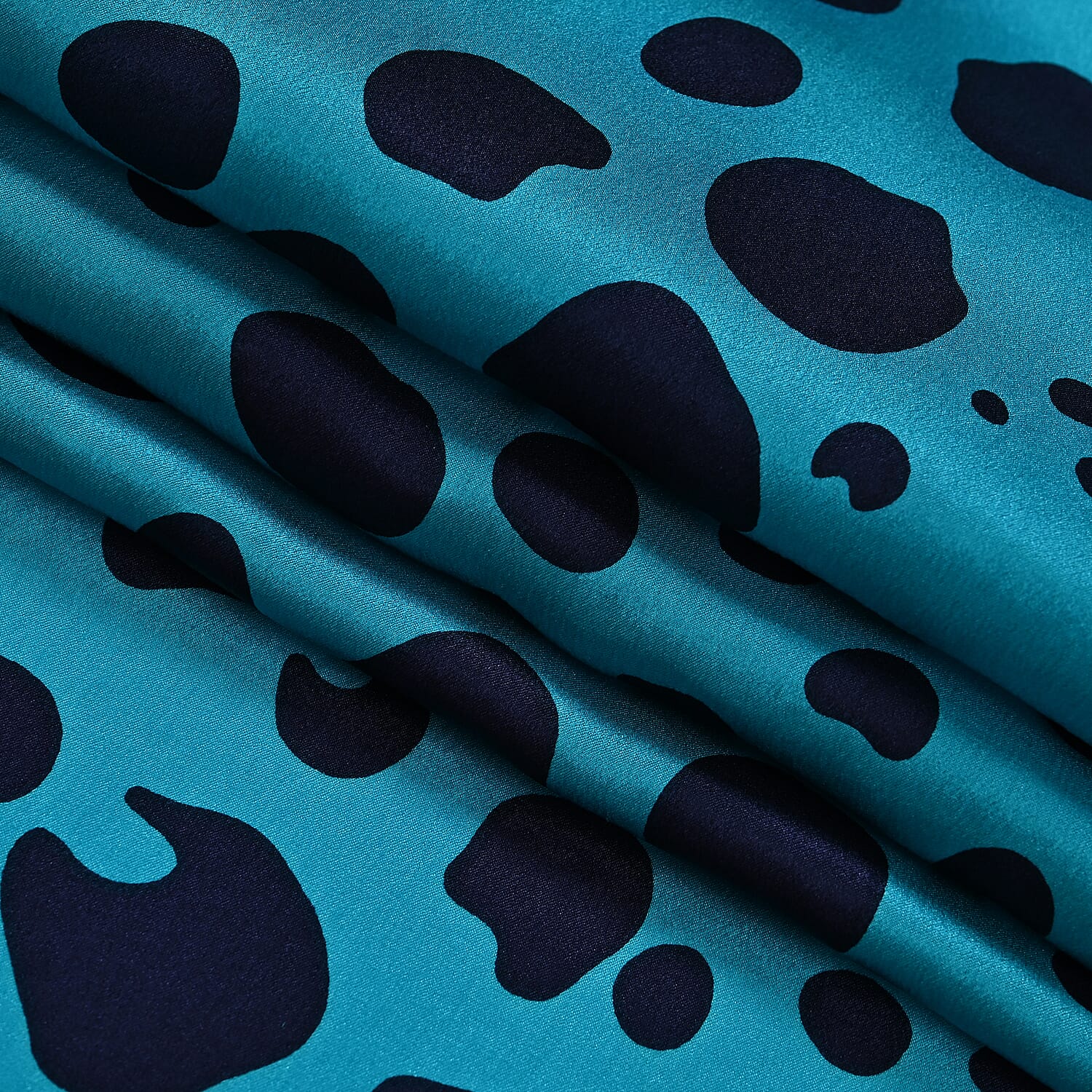 La Marey Mulberry Silk Spotted Scarf (Size 175x1 cm) - Green & Black