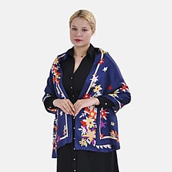 La Marey Mulberry Silk Flower Scarf