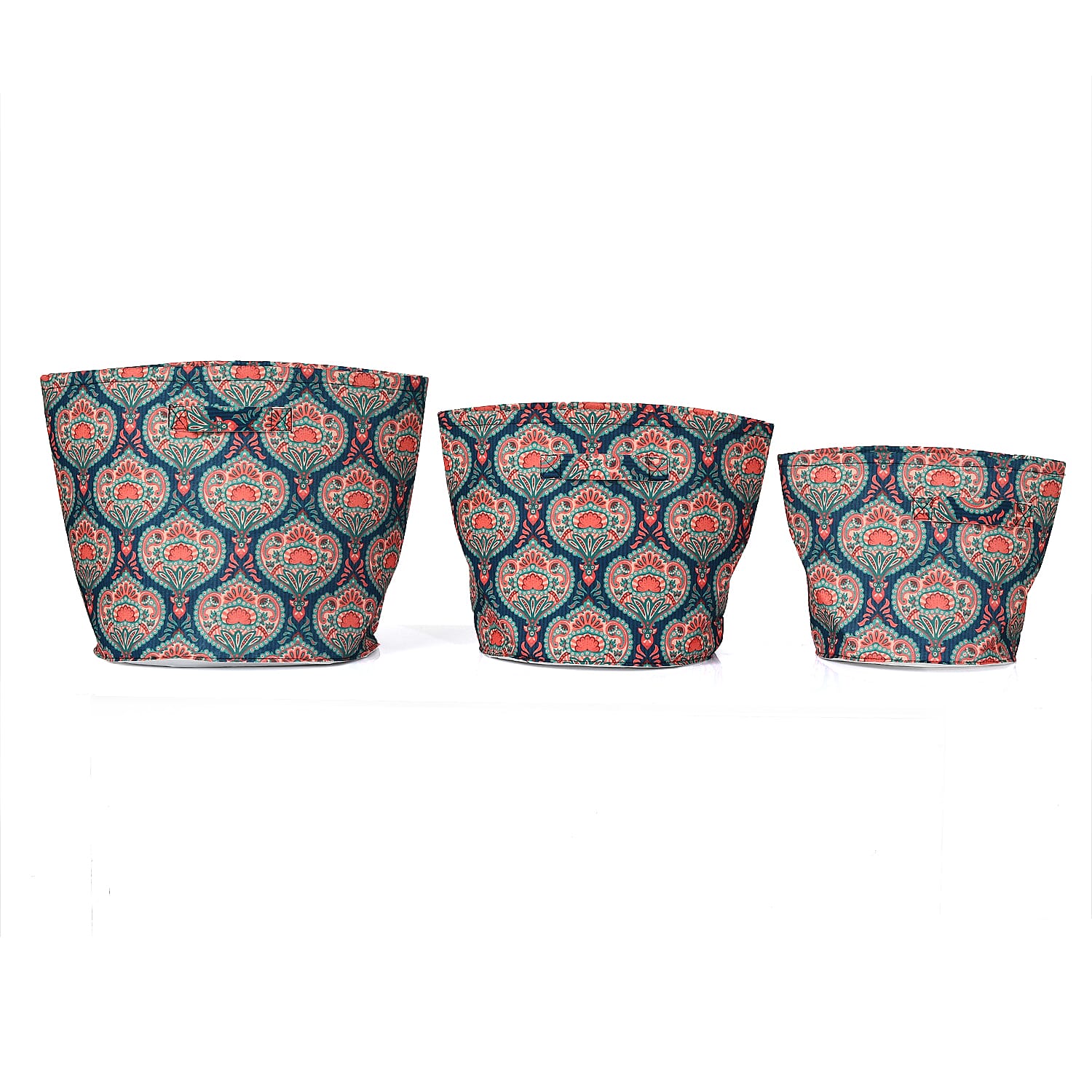 Set Of 3 Printed Round Storage Organizer - Paisley