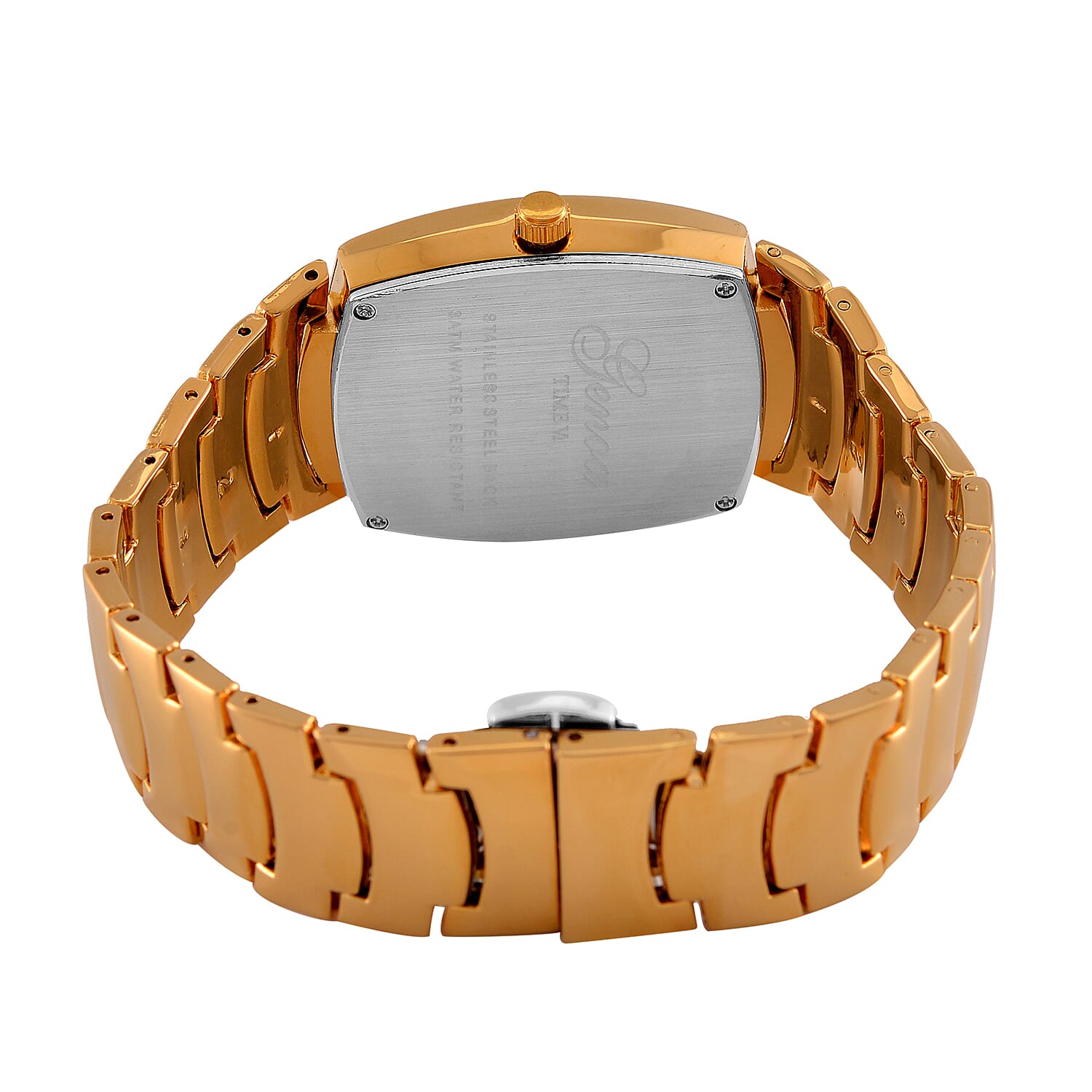 GENOA Japan Movt. 3ATM WR Black Dial Crystal Studded Watch with Stainless Steel Strap