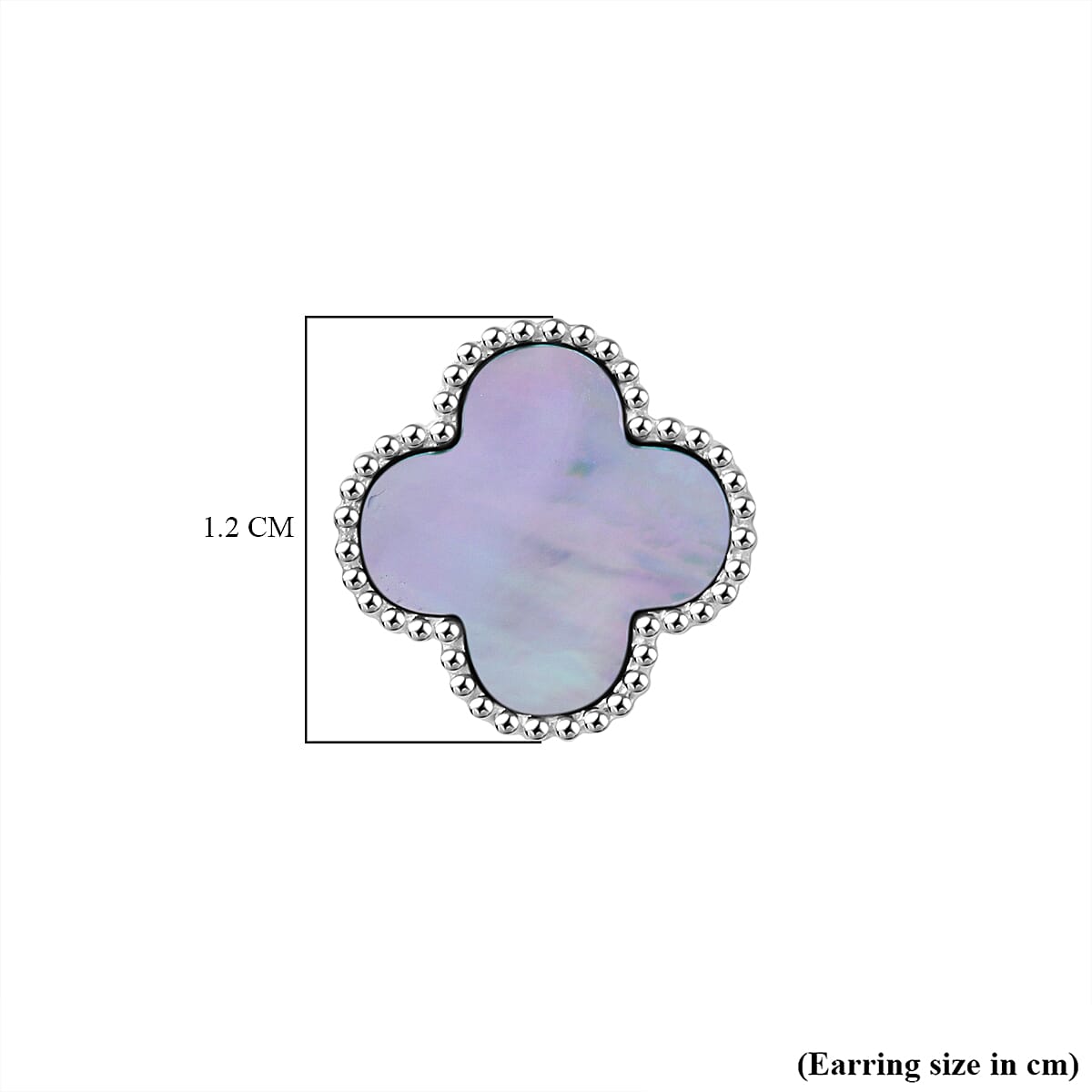 Designer Inspired Mother of Pearl Clover Earrings in Rhodium Overlay Sterling Silver