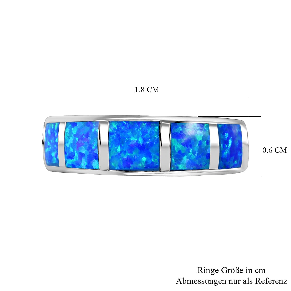 Lab Created Blue Opal Band Ring in Rhodium Overlay Sterling Silver
