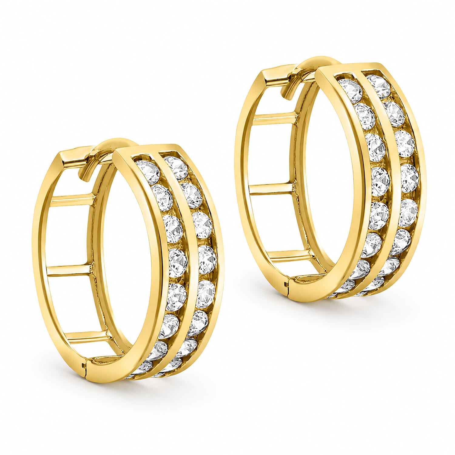 9K Yellow Gold  A   White Cubic Zirconia  Earring 2.24 pc,  Gold Wt. 2.2 Gms  2.240  Ct.