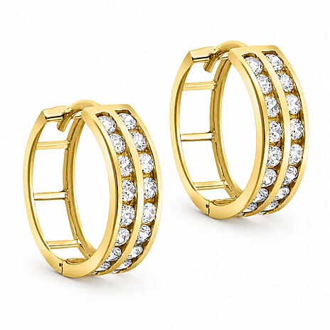 9K Yellow Gold  A   White Cubic Zirconia  Earring 2.24 pc,  Gold Wt. 2.2 Gms  2.240  Ct.