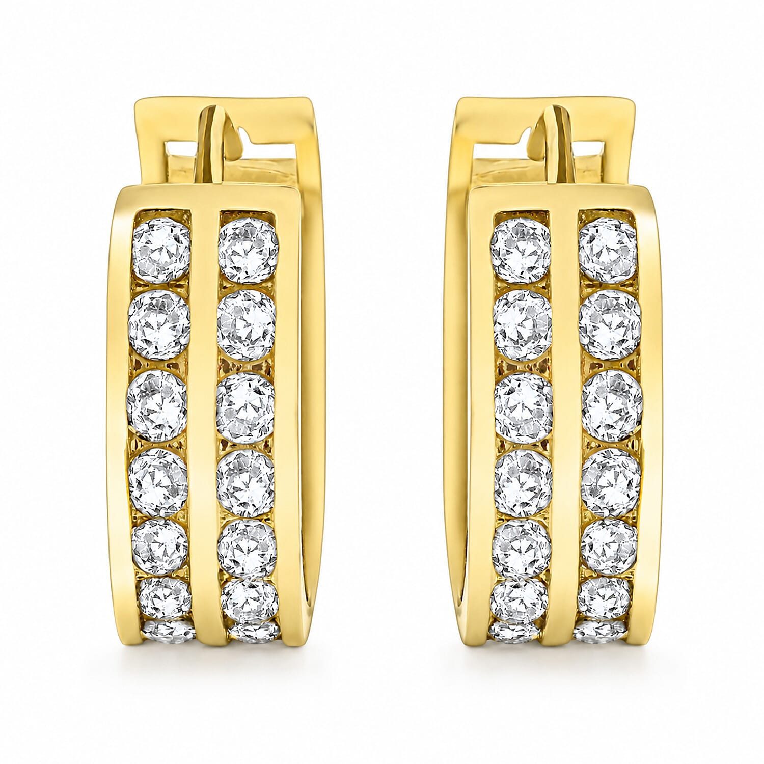 9K Yellow Gold  A   White Cubic Zirconia  Earring 2.24 pc,  Gold Wt. 2.2 Gms  2.240  Ct.