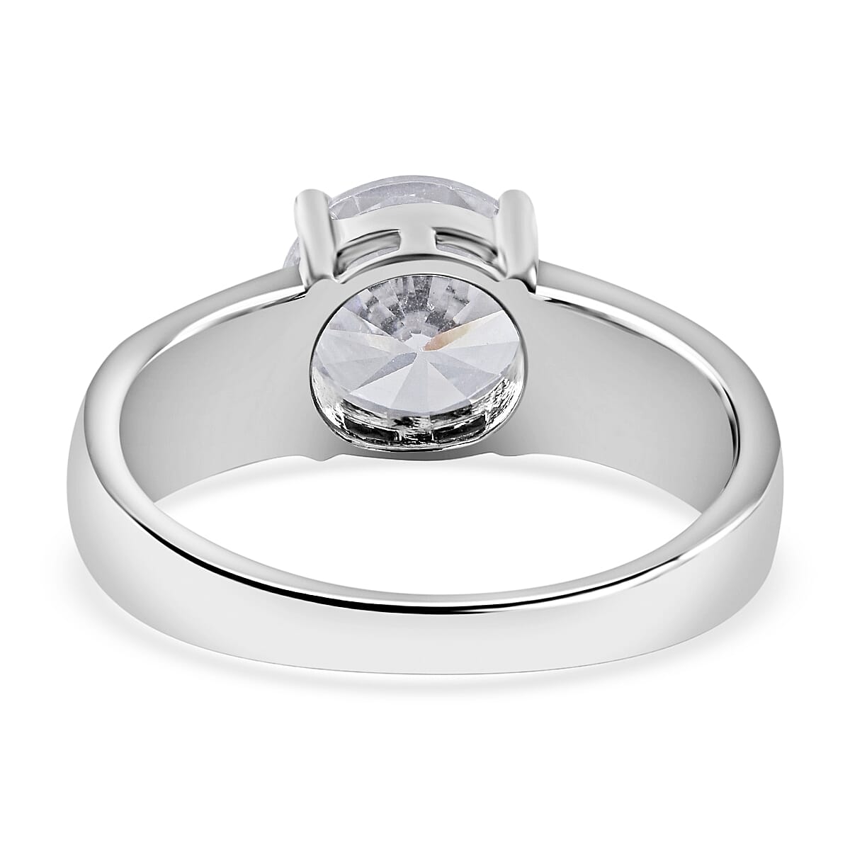 White Cubic Zirconia Ring in Rhodium Overlay Sterling Silver