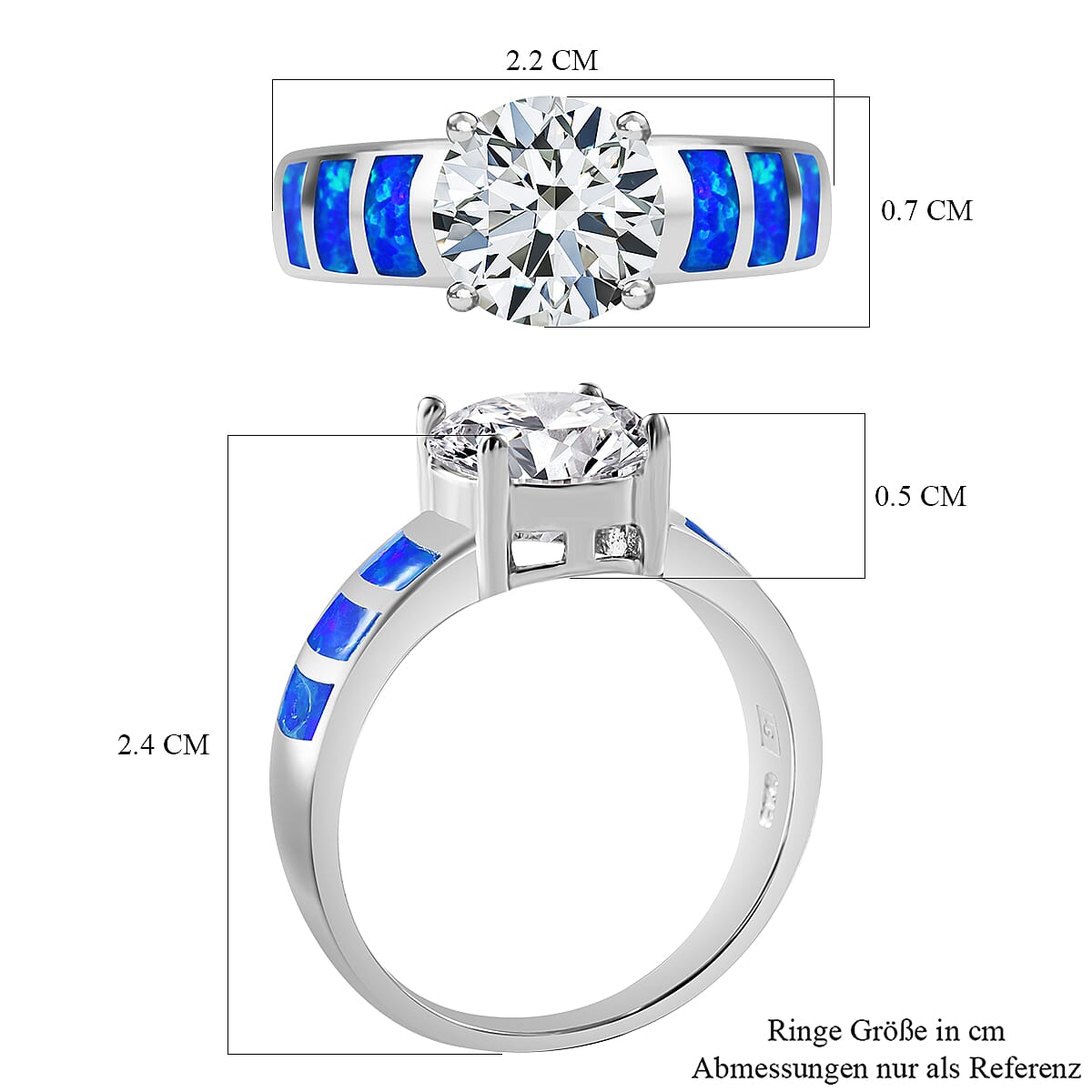 White Cubic Zirconia Ring in Rhodium Overlay Sterling Silver