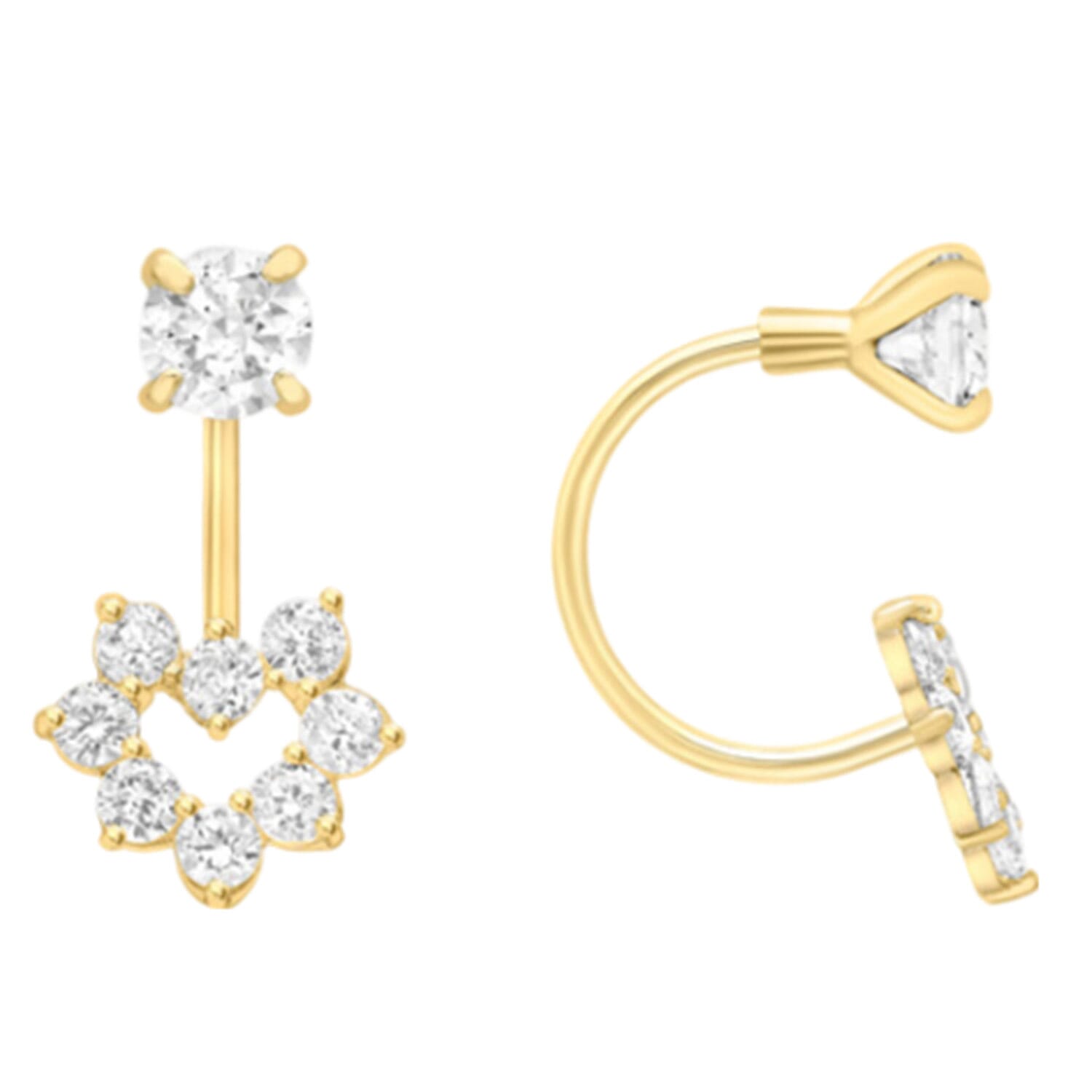 9K Yellow Gold  A   White Cubic Zirconia ,  White Crystal  Earring 1.74 pc,  Gold Wt. 1.2 Gms  1.740  Ct.