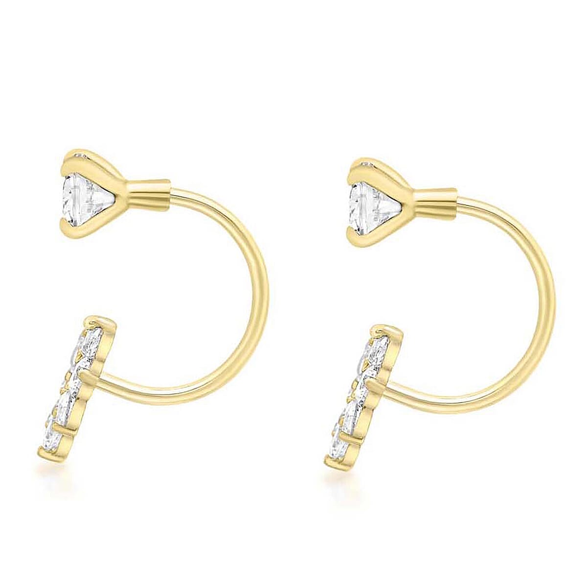 9K Yellow Gold  A   White Cubic Zirconia ,  White Crystal  Earring 1.74 pc,  Gold Wt. 1.2 Gms  1.740  Ct.