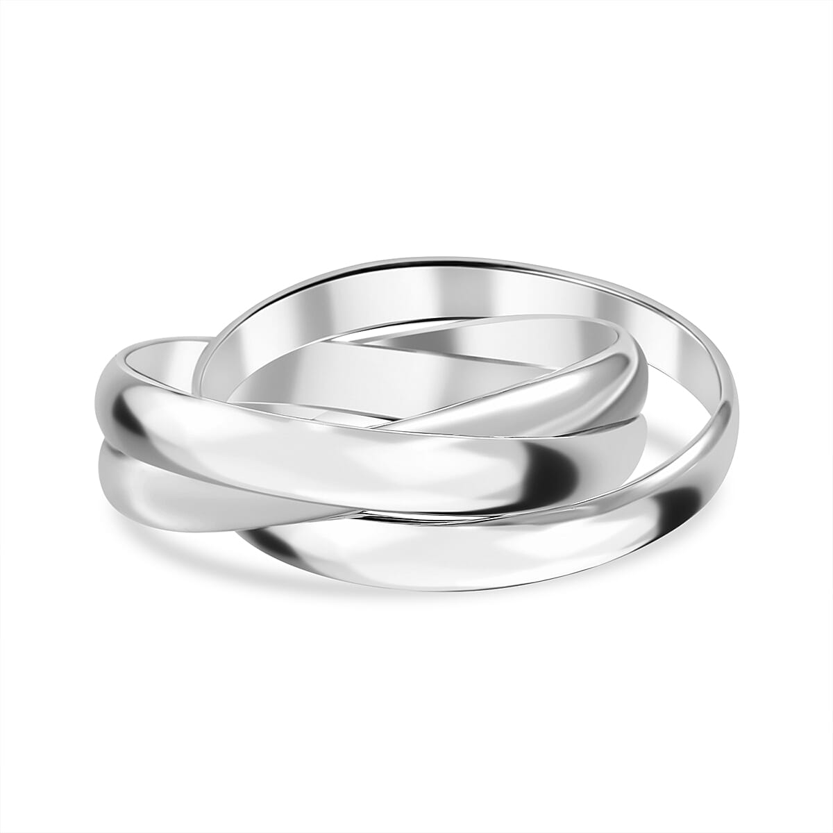 Set of 3 Rhodium Overlay Sterling Silver Trinity Ring