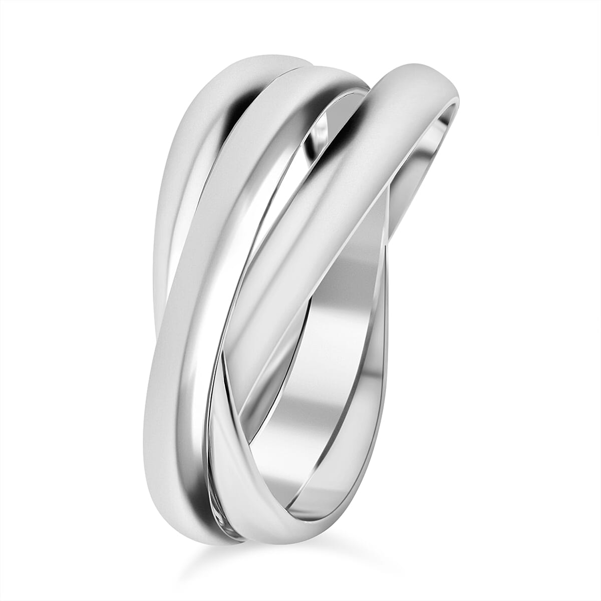 Set of 3 Rhodium Overlay Sterling Silver Trinity Ring