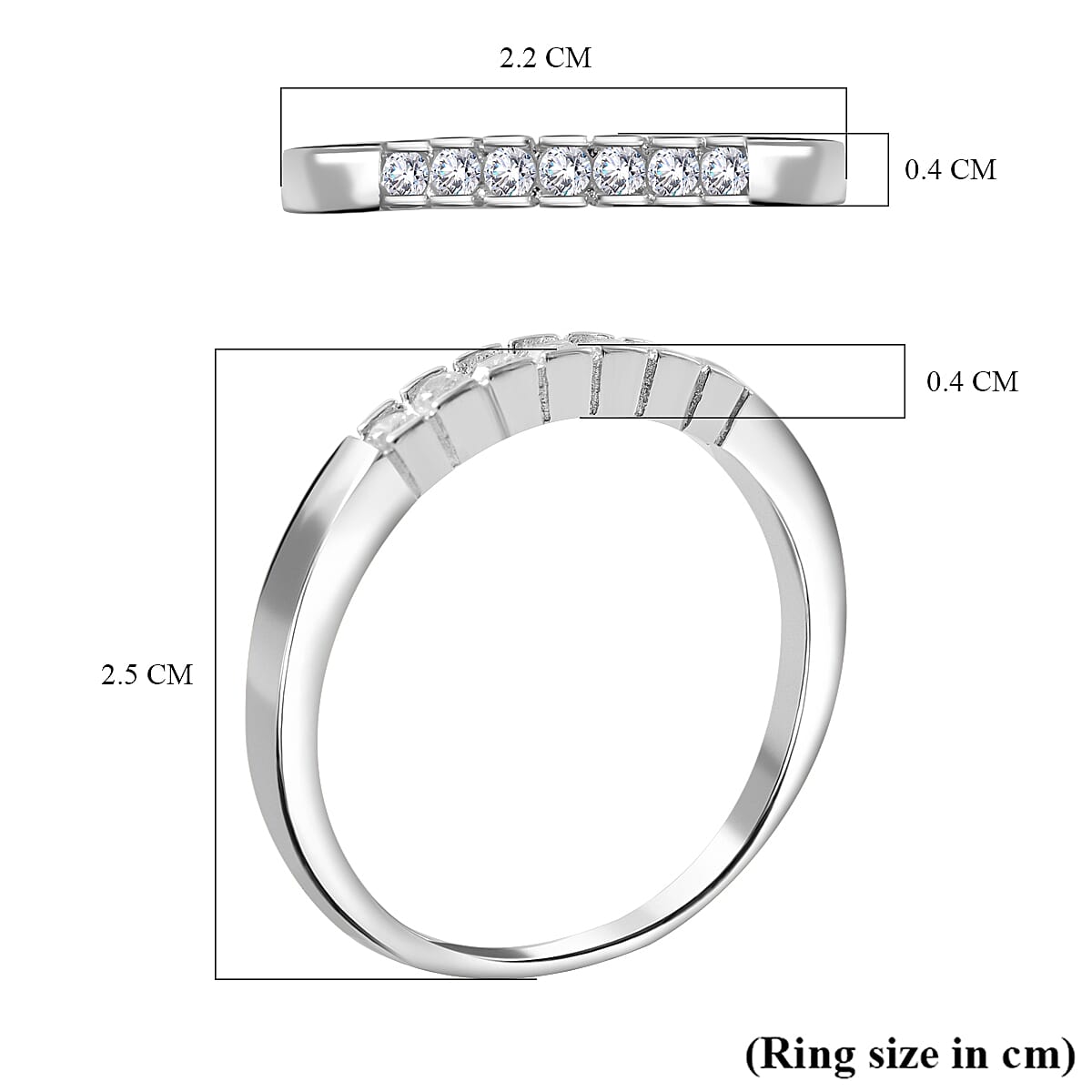 Lustro Stella - Set of 2 - White Cubic Zirconia  Ring in Rhodium Overlay Sterling Silver, Silver Wt. 5.09 Gms