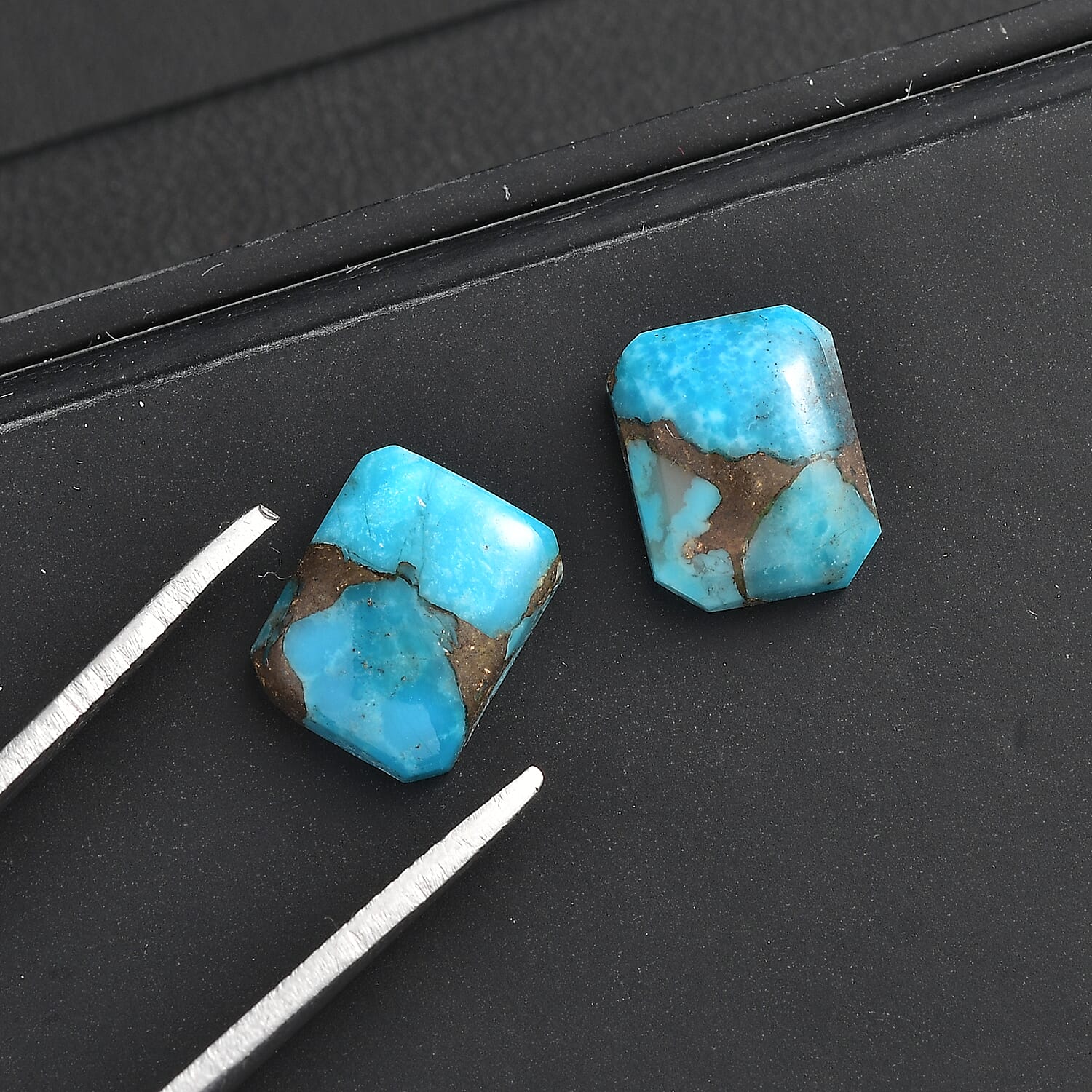 Blue Turquoise Octagon 10x8 mm