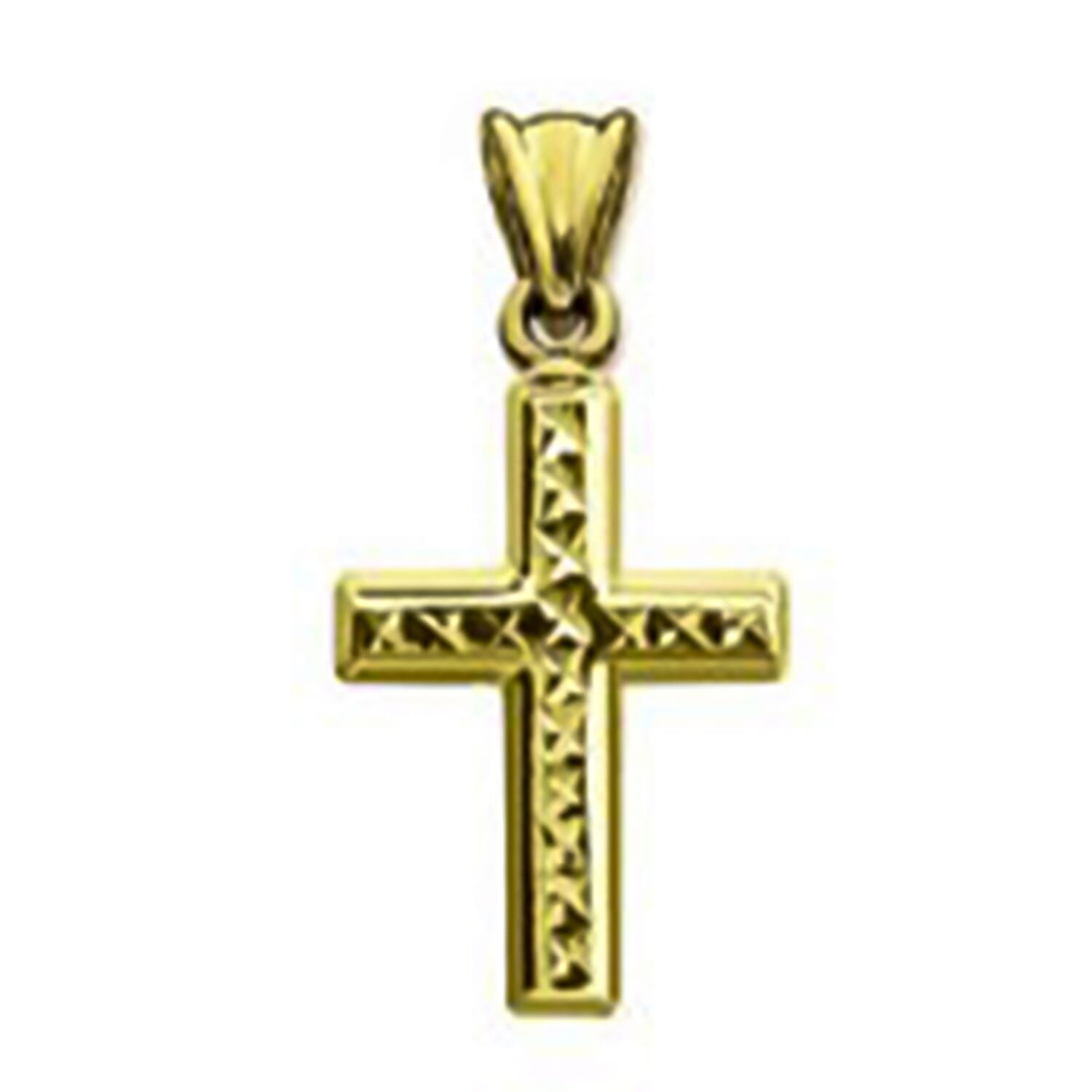 JCK Vegas Closeout - 14K Yellow Gold Diamond Cut Cross Pendant