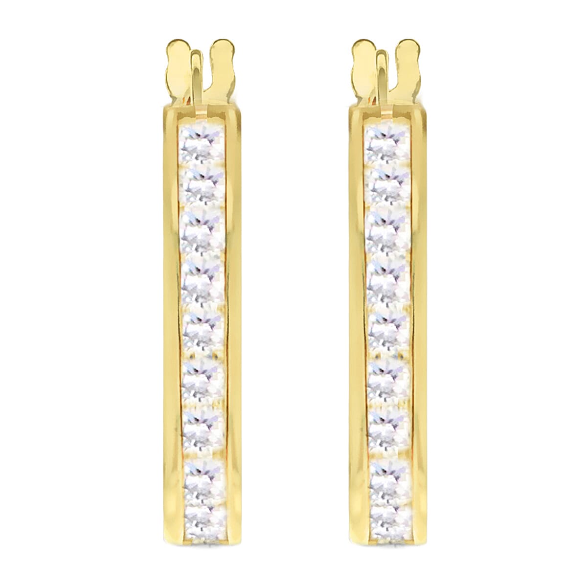 9K Yellow Gold  A   White Cubic Zirconia  Earring 0.44 pc,  Gold Wt. 1.4 Gms  0.440  Ct.