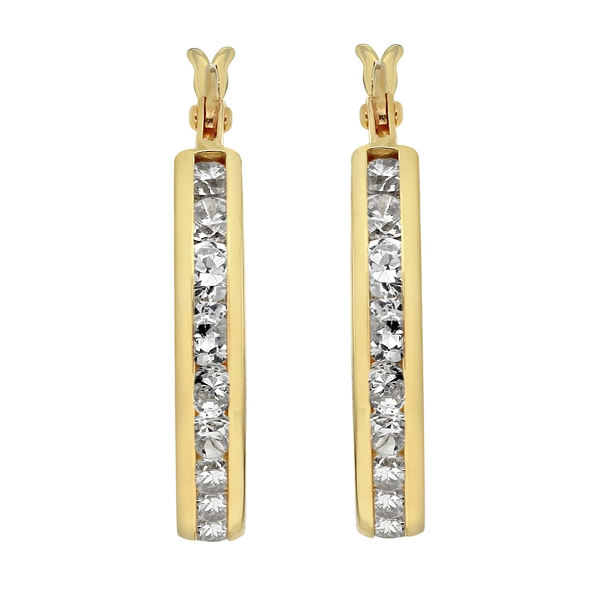 9K Yellow Gold  A   White Cubic Zirconia  Earring 3.50 pc,  Gold Wt. 2.6 Gms  3.500  Ct.