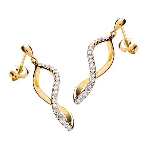 9K Yellow Gold  A   White Cubic Zirconia  Earring 0.36 pc,  Gold Wt. 2.7 Gms  0.360  Ct.