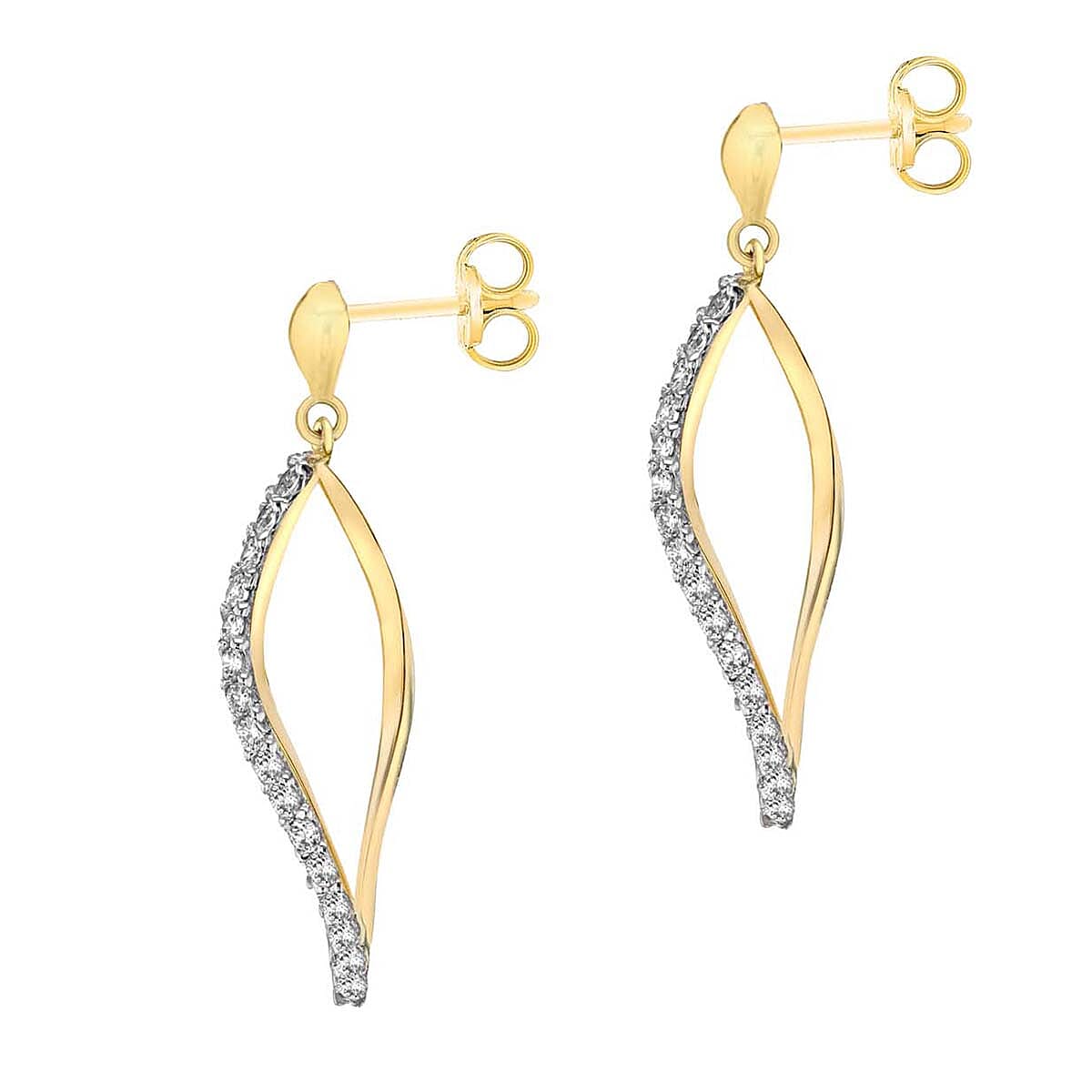 9K Yellow Gold  A   White Cubic Zirconia  Earring 0.36 pc,  Gold Wt. 2.7 Gms  0.360  Ct.