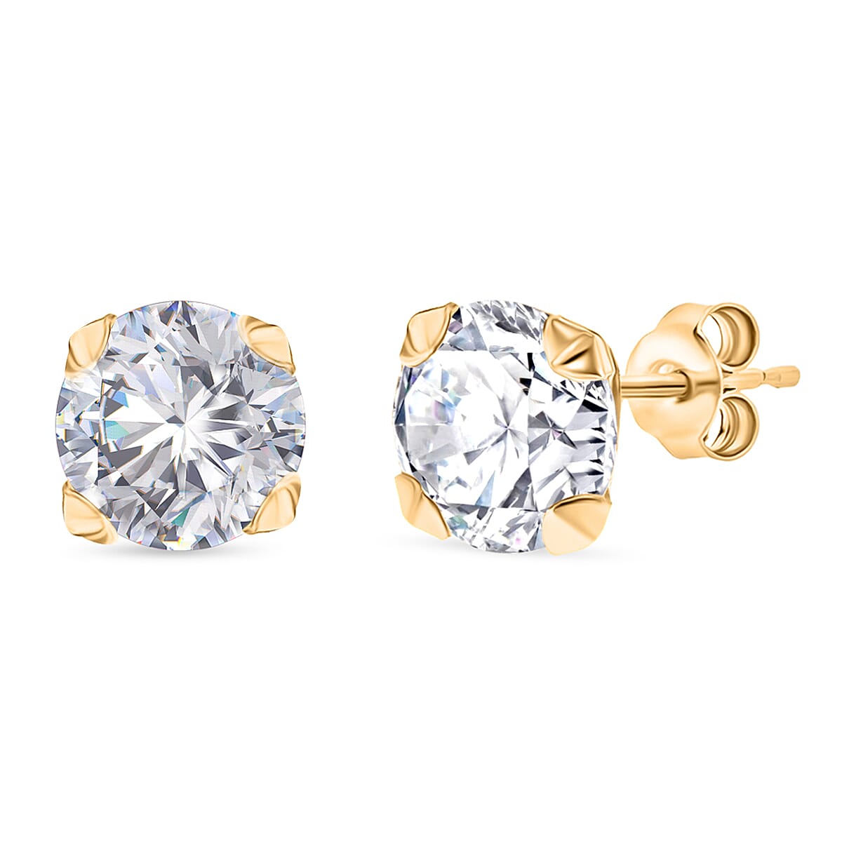 9K Yellow Gold  A   White Cubic Zirconia  Earring 4.34 pc,  Gold Wt. 0.49 Gms  4.340  Ct.