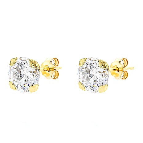 9K Yellow Gold  A   White Cubic Zirconia  Earring 4.34 pc,  Gold Wt. 0.49 Gms  4.340  Ct.