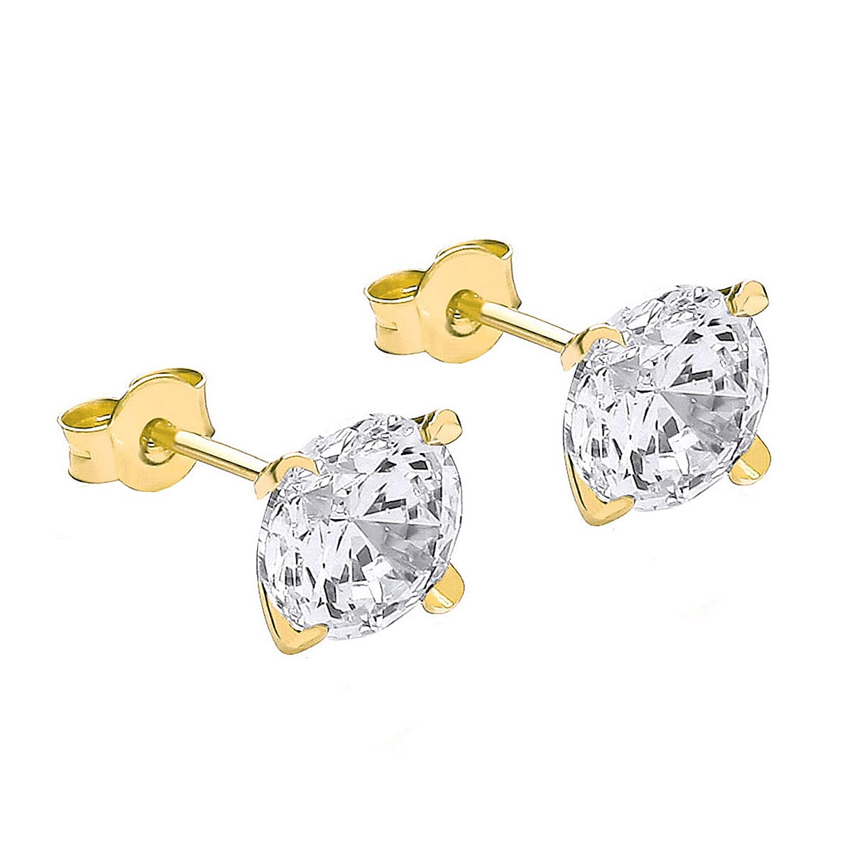 9K Yellow Gold  A   White Cubic Zirconia  Earring 6.92 pc,  Gold Wt. 0.54 Gms  6.920  Ct.