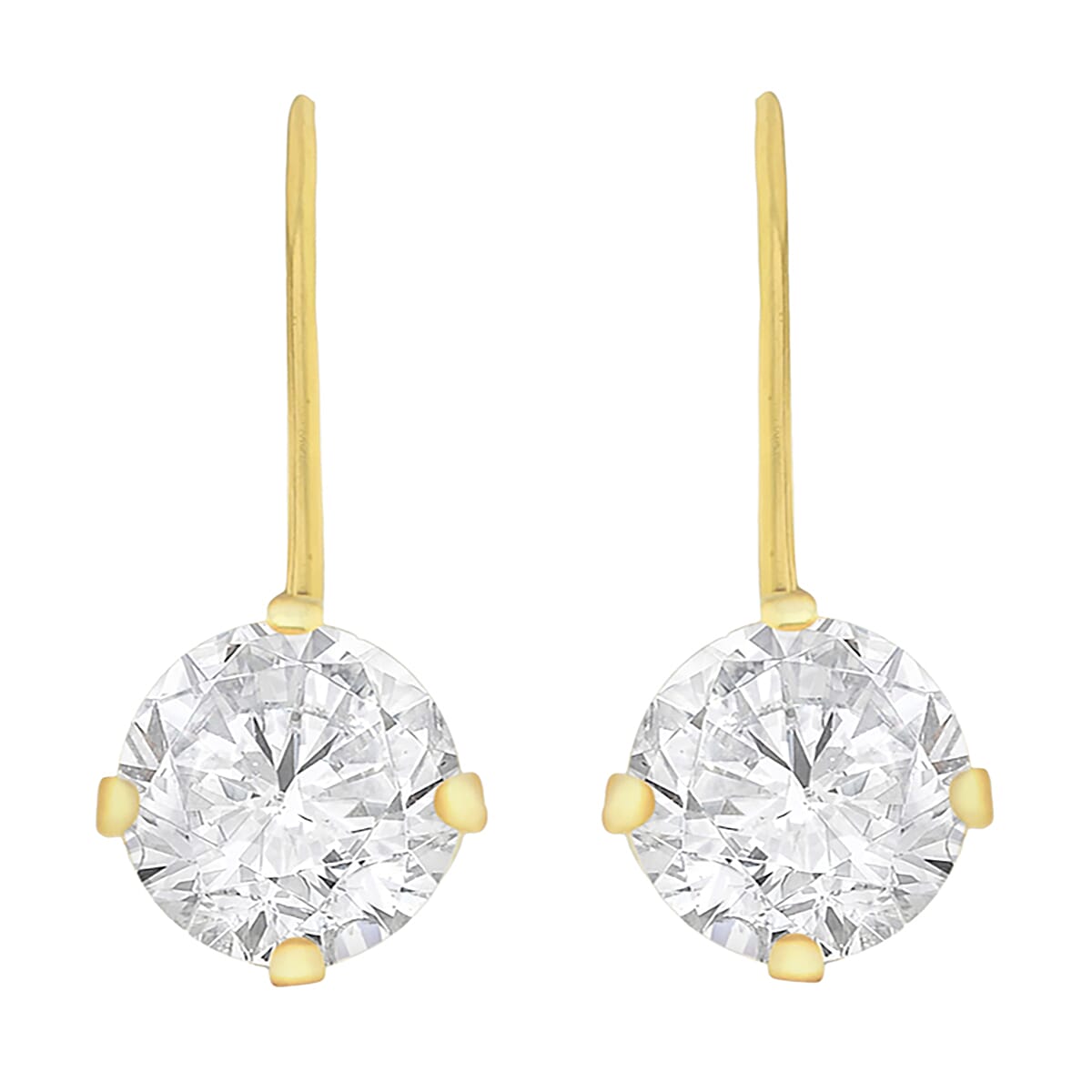 9K Yellow Gold  A   White Cubic Zirconia  Earring 2.86 pc,  Gold Wt. 1.4 Gms  2.860  Ct.