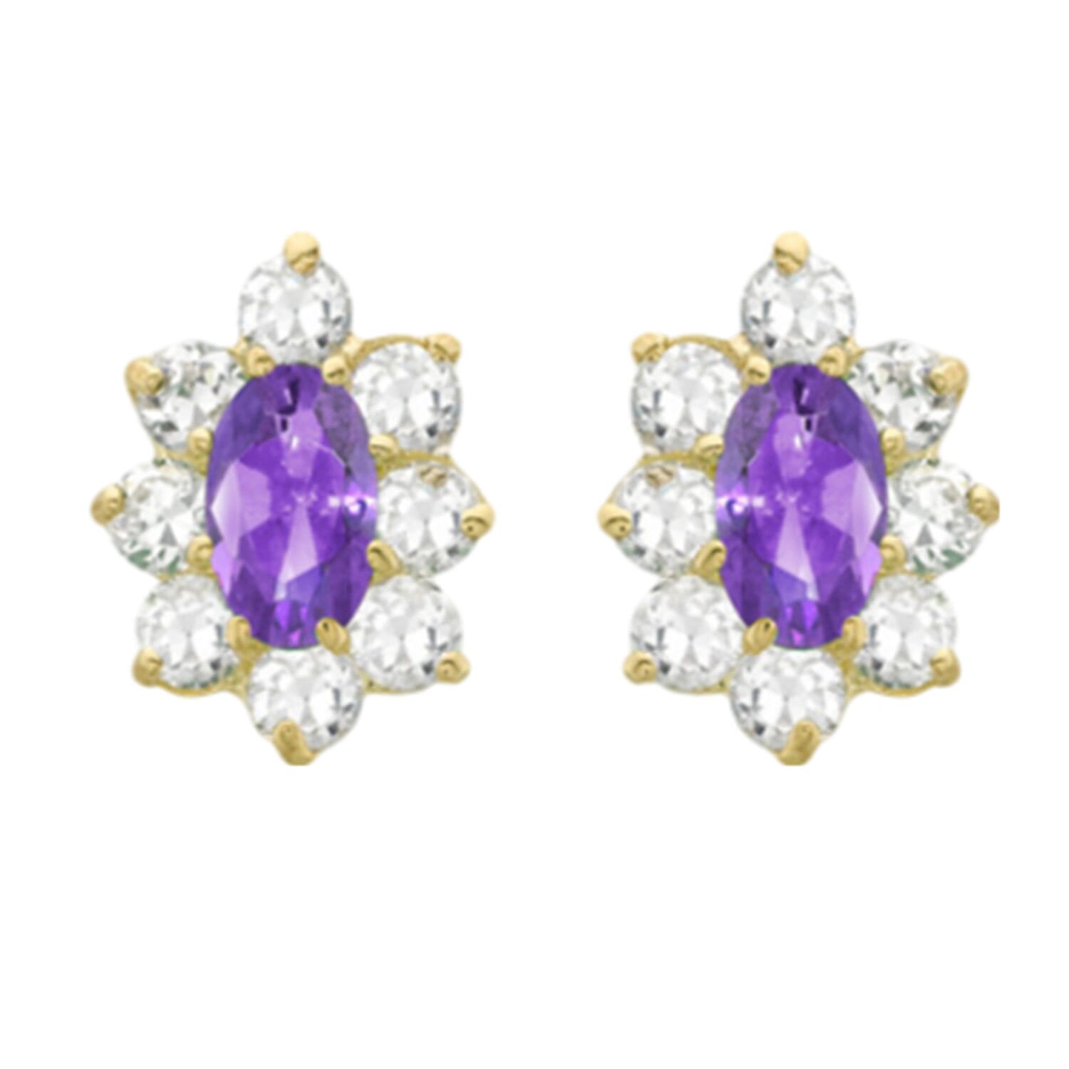 9K Yellow Gold  A   Purple Cubic Zirconia ,  White Cubic Zirconia  Earring 1.82 ct,  Gold Wt. 0.93 Gms  1.820  Ct.