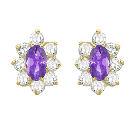 9K Yellow Gold  A   Purple Cubic Zirconia ,  White Cubic Zirconia  Earring 1.82 ct,  Gold Wt. 0.93 Gms  1.820  Ct.