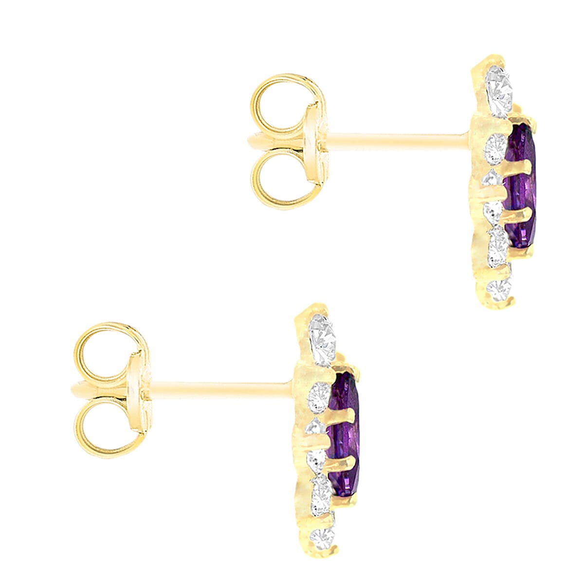 9K Yellow Gold  A   Purple Cubic Zirconia ,  White Cubic Zirconia  Earring 1.82 ct,  Gold Wt. 0.93 Gms  1.820  Ct.