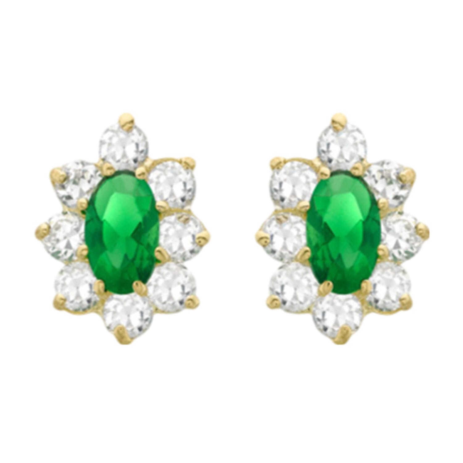 9K Yellow Gold  A   Green Cubic Zirconia ,  White Cubic Zirconia  Earring 1.82 ct,  Gold Wt. 0.93 Gms  1.820  Ct.