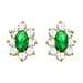 9K Gold Green and White Halo Stud Earrings