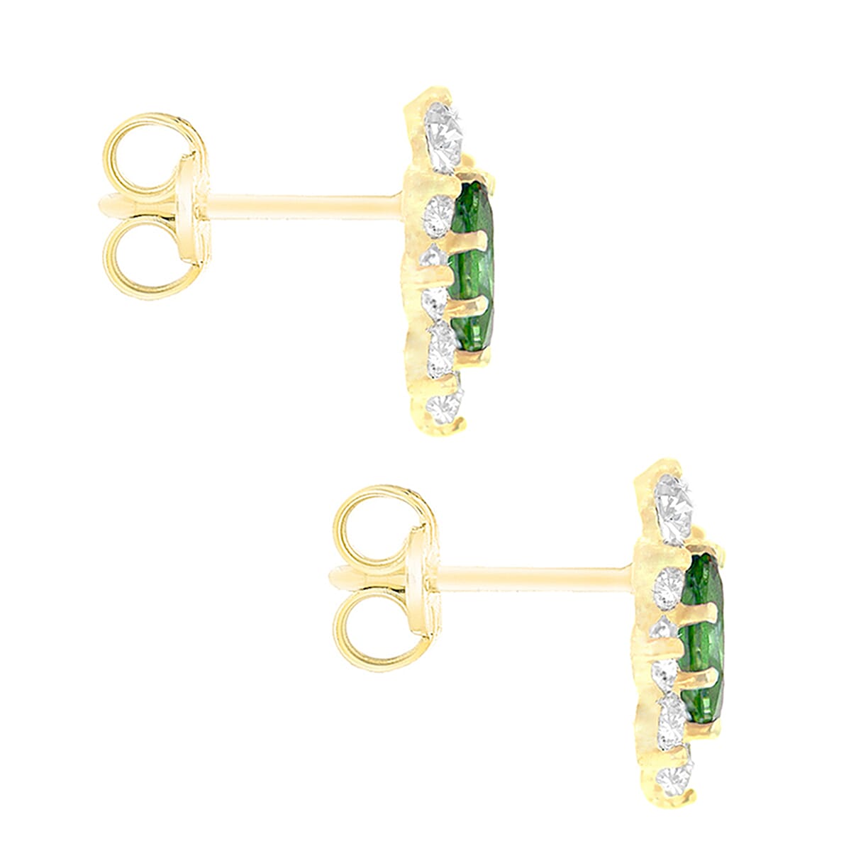 9K Yellow Gold  A   Green Cubic Zirconia ,  White Cubic Zirconia  Earring 1.82 ct,  Gold Wt. 0.93 Gms  1.820  Ct.