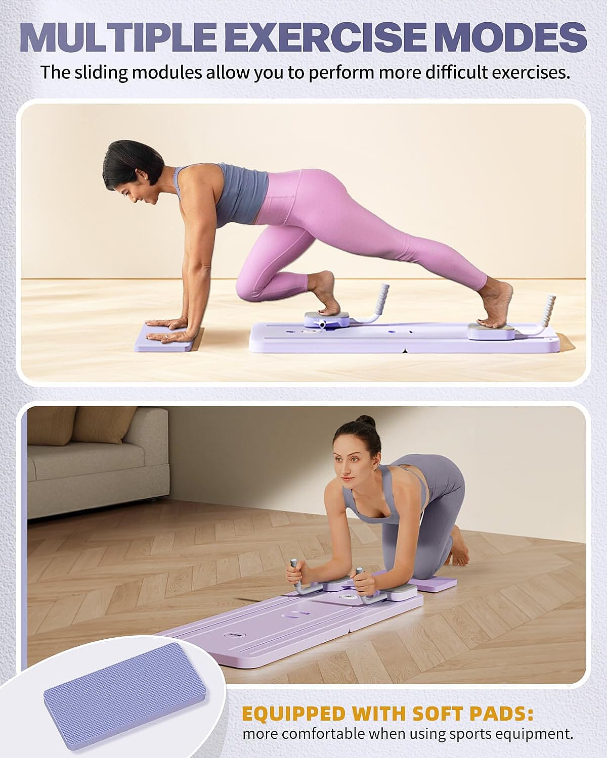 Soulsmart 8 in 1 Multifunctional Pilates Exercise Board (Size 1060x410x70mm) - Lilac