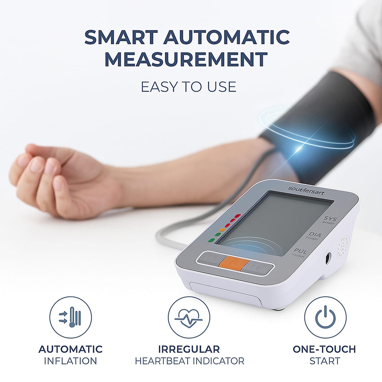 Soul Smart Blood Pressure Monitor - Stores 90 sets of memory for two users each, Calculates average for the latest 3 readings