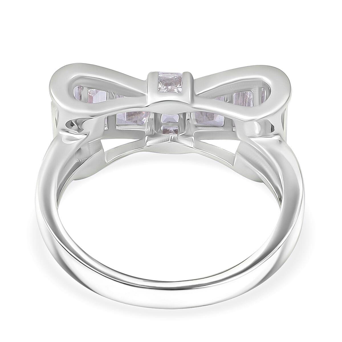 White Cubic Zirconia Ring in Rhodium Overlay Sterling Silver