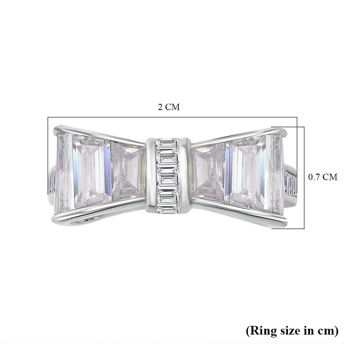 White Cubic Zirconia Ring in Rhodium Overlay Sterling Silver