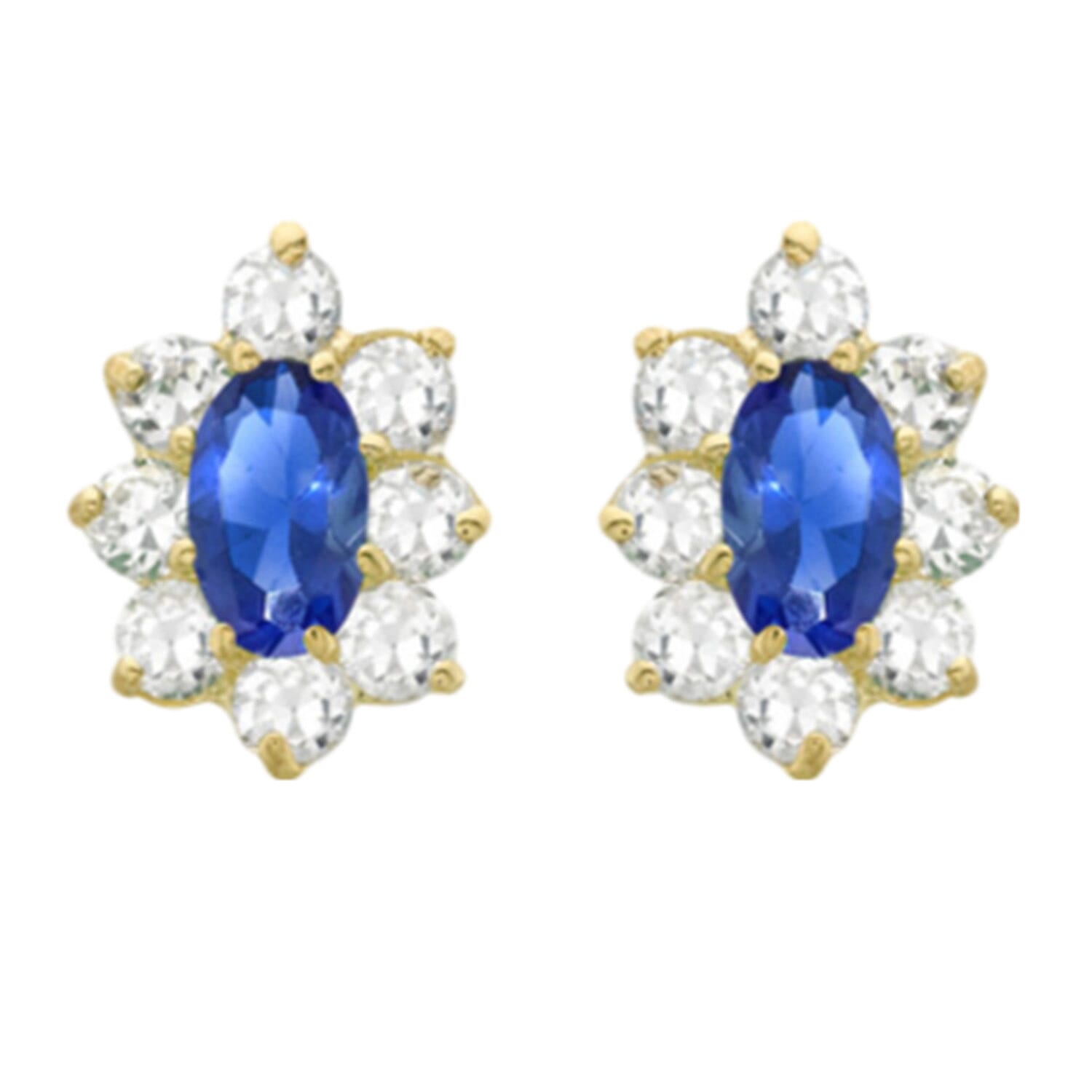 9K Yellow Gold  A   Blue Cubic Zirconia ,  White Cubic Zirconia  Earring 1.82 pc,  Gold Wt. 0.93 Gms  1.820  Ct.