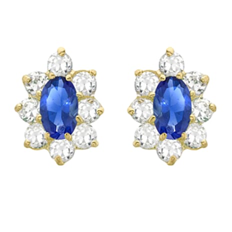 9K Yellow Gold  A   Blue Cubic Zirconia ,  White Cubic Zirconia  Earring 1.82 pc,  Gold Wt. 0.93 Gms  1.820  Ct.