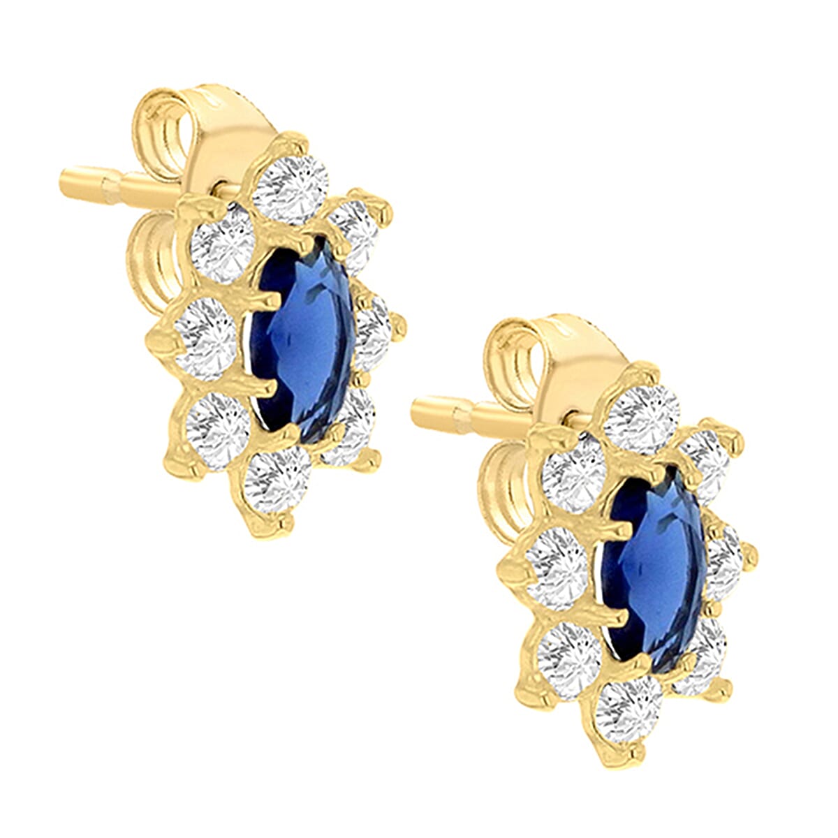 9K Yellow Gold  A   Blue Cubic Zirconia ,  White Cubic Zirconia  Earring 1.82 pc,  Gold Wt. 0.93 Gms  1.820  Ct.
