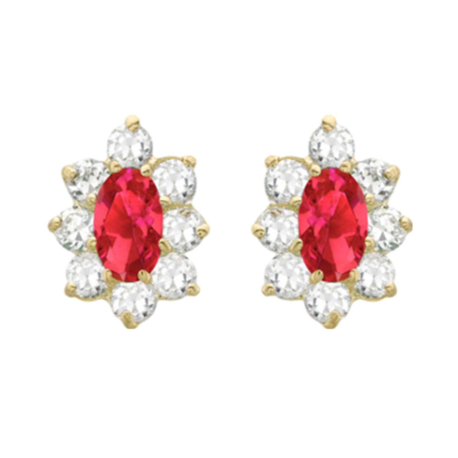 9K Yellow Gold  A   Red Cubic Zirconia ,  White Cubic Zirconia  Earring 1.82 pc,  Gold Wt. 0.93 Gms  1.820  Ct.