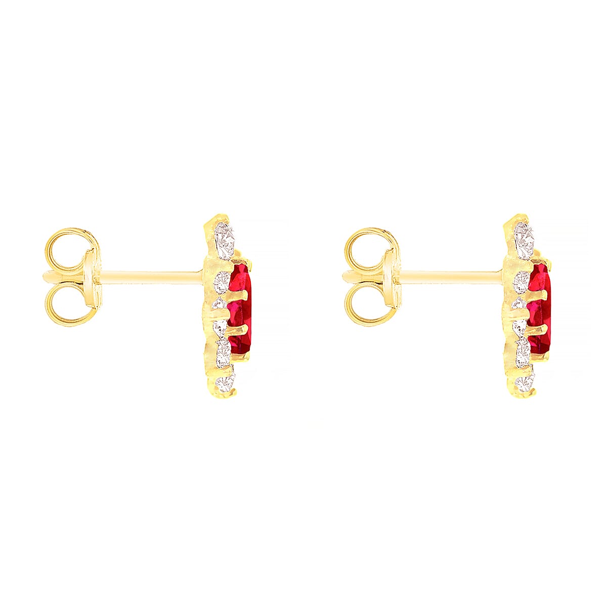 9K Yellow Gold  A   Red Cubic Zirconia ,  White Cubic Zirconia  Earring 1.82 pc,  Gold Wt. 0.93 Gms  1.820  Ct.