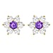 9K Gold Purple and White Floral Stud Earrings