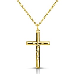 Rhodium Overlay Sterling Silver Crucifix Pendant with Chain (Size 18)