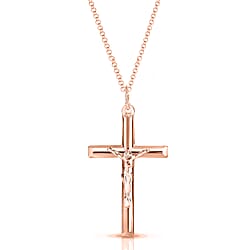 Rhodium Overlay Sterling Silver Crucifix Pendant with Chain (Size 18)