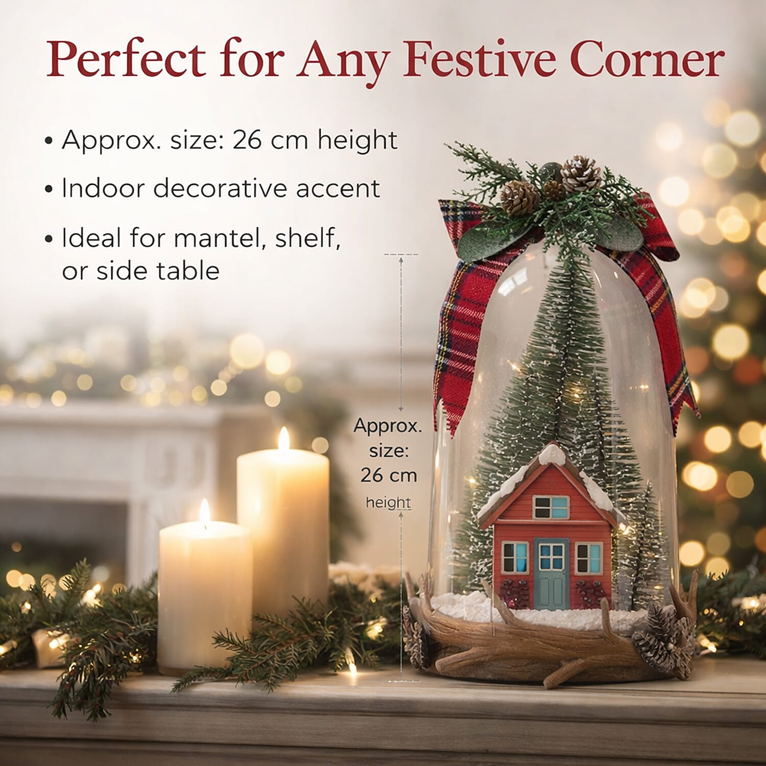 Light-up Christmas Cottage in a Dome